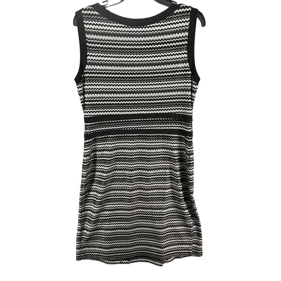 Joseph Ribkoff Knit Dress Womens 12 Black White Zig Zag Stretch Mod Retro Glam - Picture 4 of 12